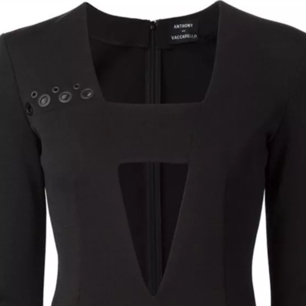 $1885 Anthony Vaccarello Black Deep V Cut Dress 2 - Picture 7 of 7